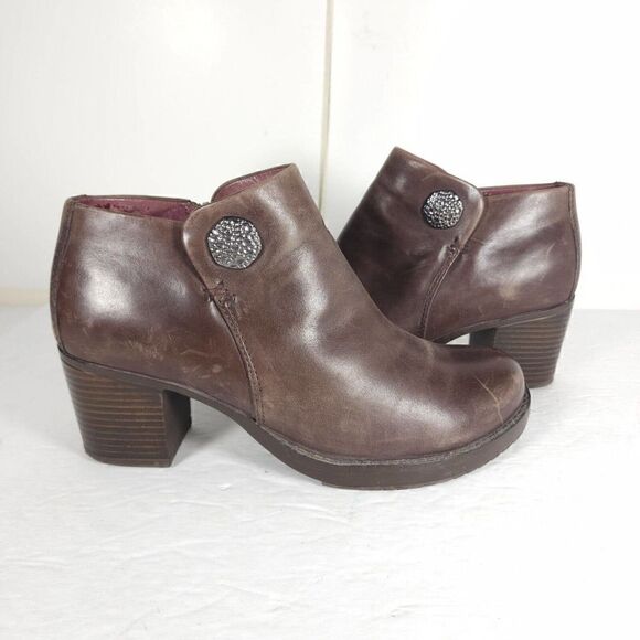 DANSKO Women's Amelia US 7-7,5 EU 38 Brown Leather Zip Block Heel Ankle Boots - Picture 9 of 14
